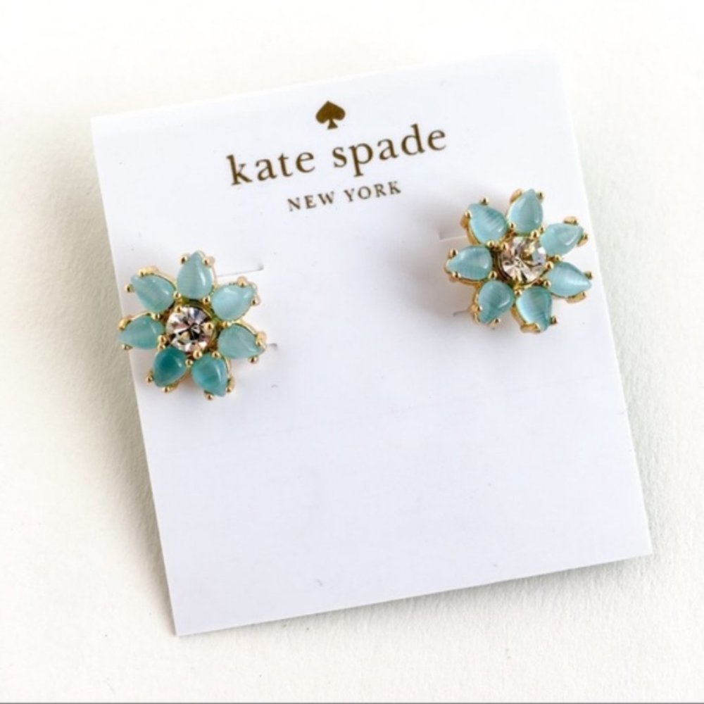 kate spade blue floral stone crystal daisy earrings cute plants botanic